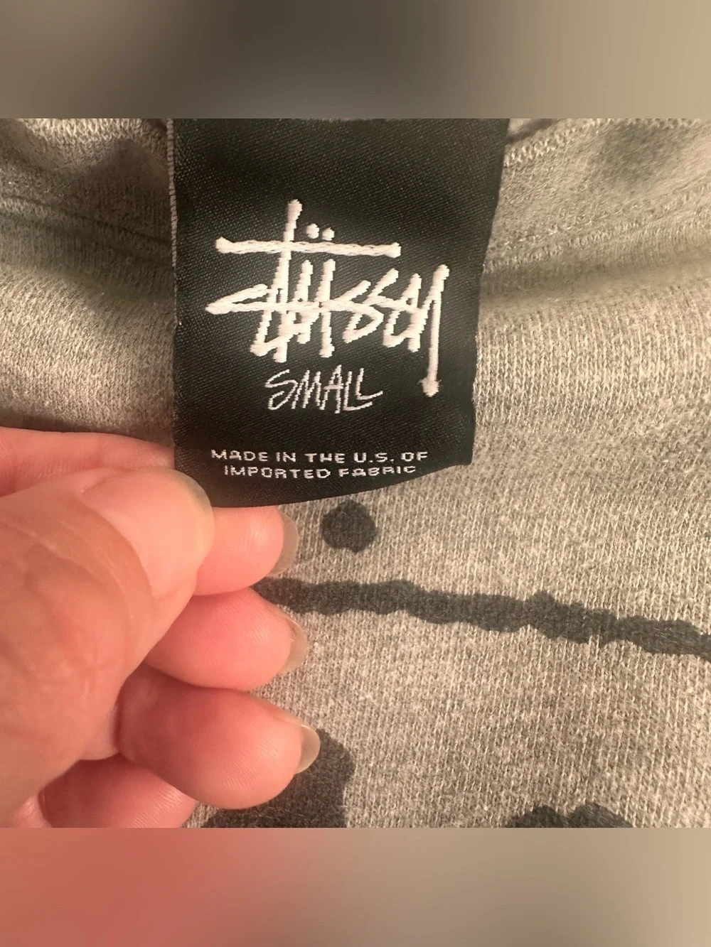 Stussy Gray Crewneck Sweatshirt with Black Logo graphic size small made in USA